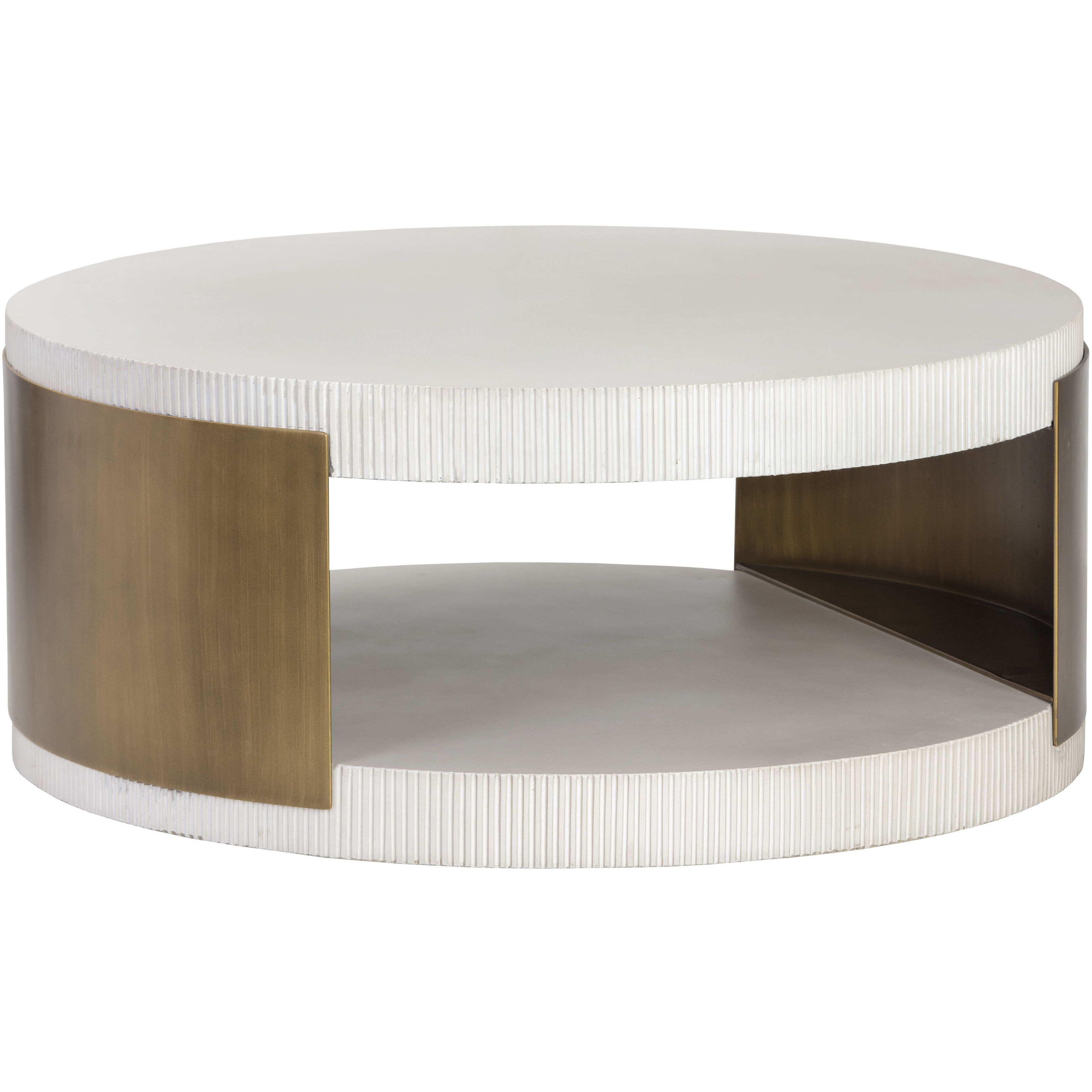 Cavette 38 X 16 inch White / Antique Brass Outdoor Coffee Table